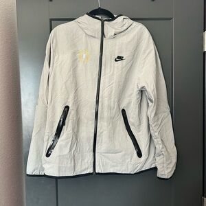 Nike Light Gray Hooded Jacket with Black Trim